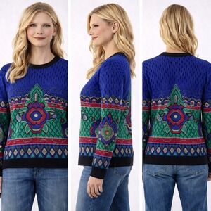 Vintage 80s‎ Gladys Bagley Metallic Knit Sweater Womens L Korea Geometric Retro